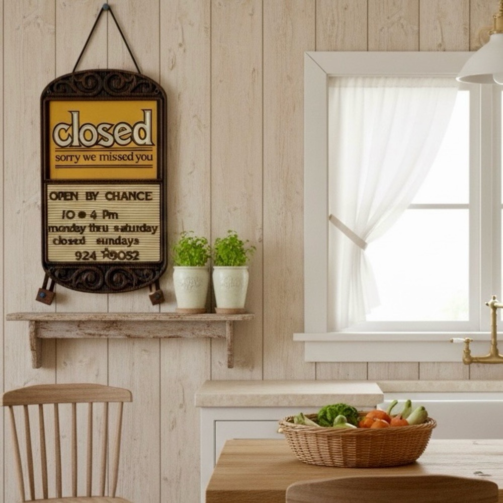 Vintage Ma & Pa General Store Open/Close InterChangeable Plastic Board Sign